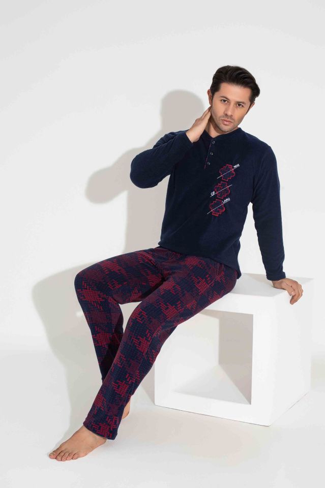 Erkek Polar Pijama Takımı Ev Giyim Rahat Yatmalık 5222L