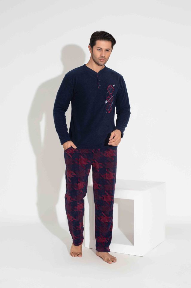 Erkek Polar Pijama Takımı Ev Giyim Rahat Yatmalık 5222L