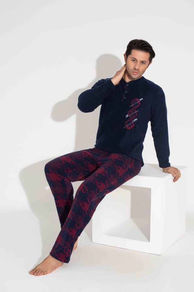 Erkek Polar Pijama Takımı Ev Giyim Rahat Yatmalık 5222L