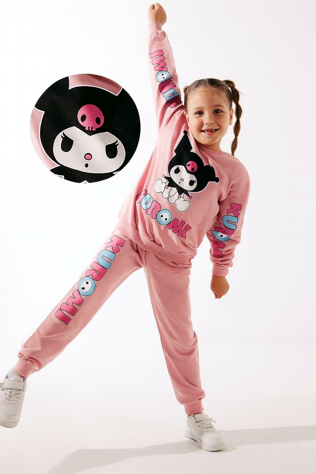 Kız Çocuk Alt Üst Eşofman Takımı-Pembe-57055
