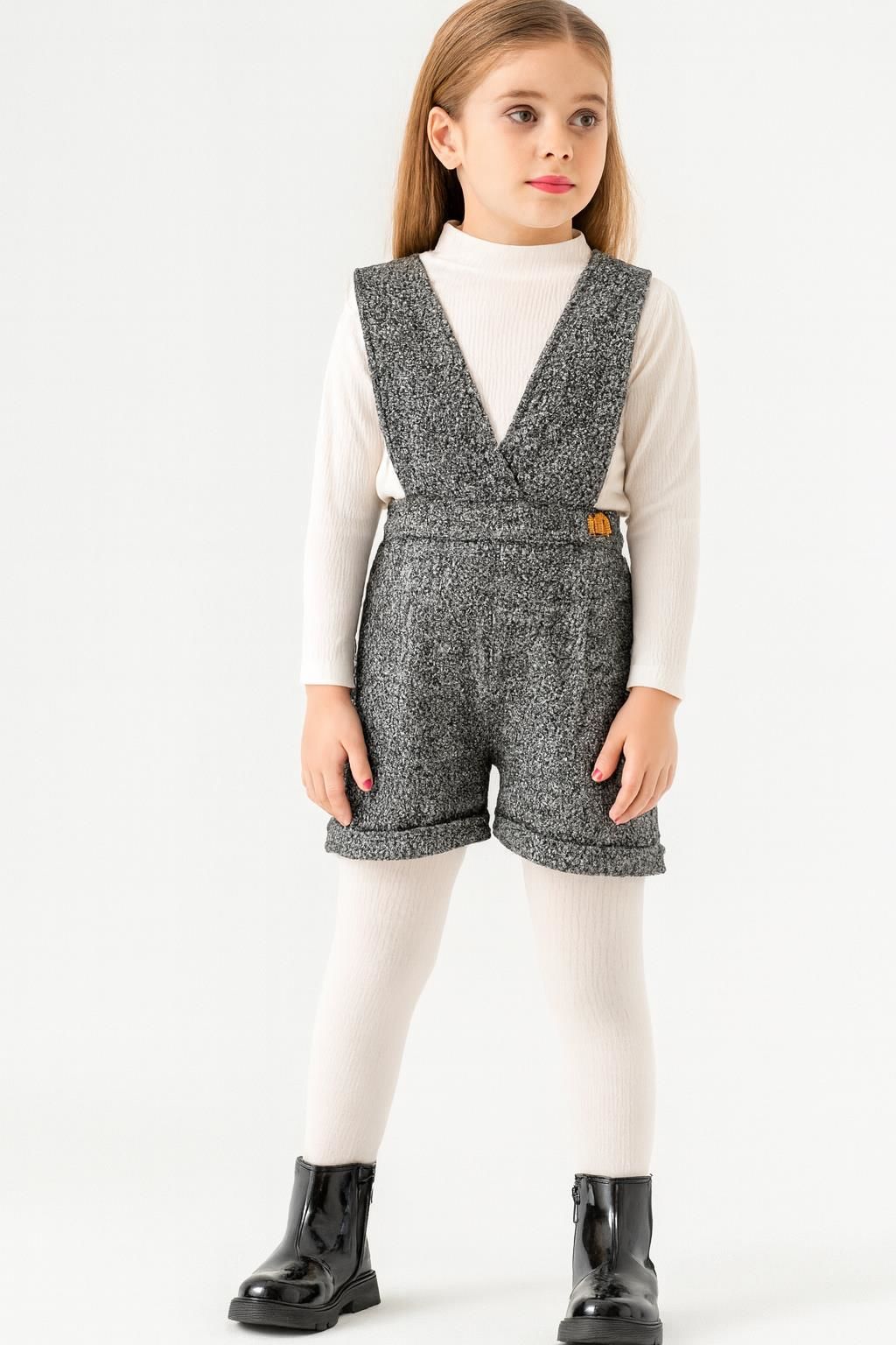 Kız Çocuk Salopet Takım Külotlu Çoraplı | 3'Lü Kombin Takım 1552 G