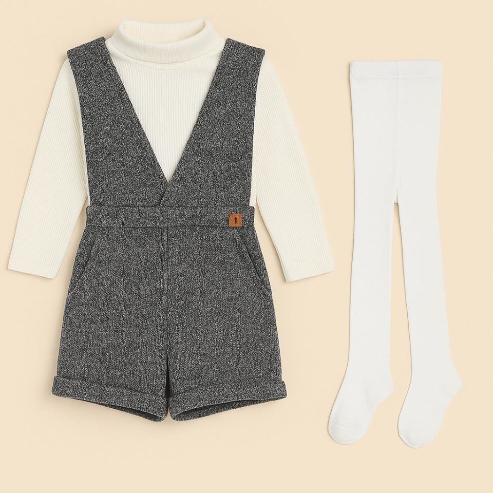 Kız Çocuk Salopet Takım Külotlu Çoraplı | 3'Lü Kombin Takım 1552 G