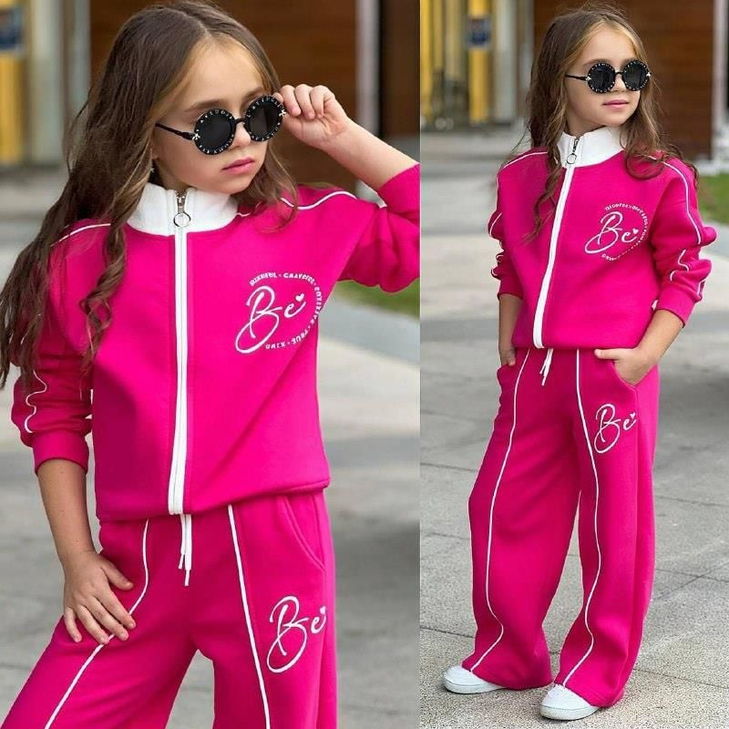 Kız Çocuk ŞARDONLU  FUŞYA  Eşofman Takımı – Fermuarlı Spor Tarz 43122