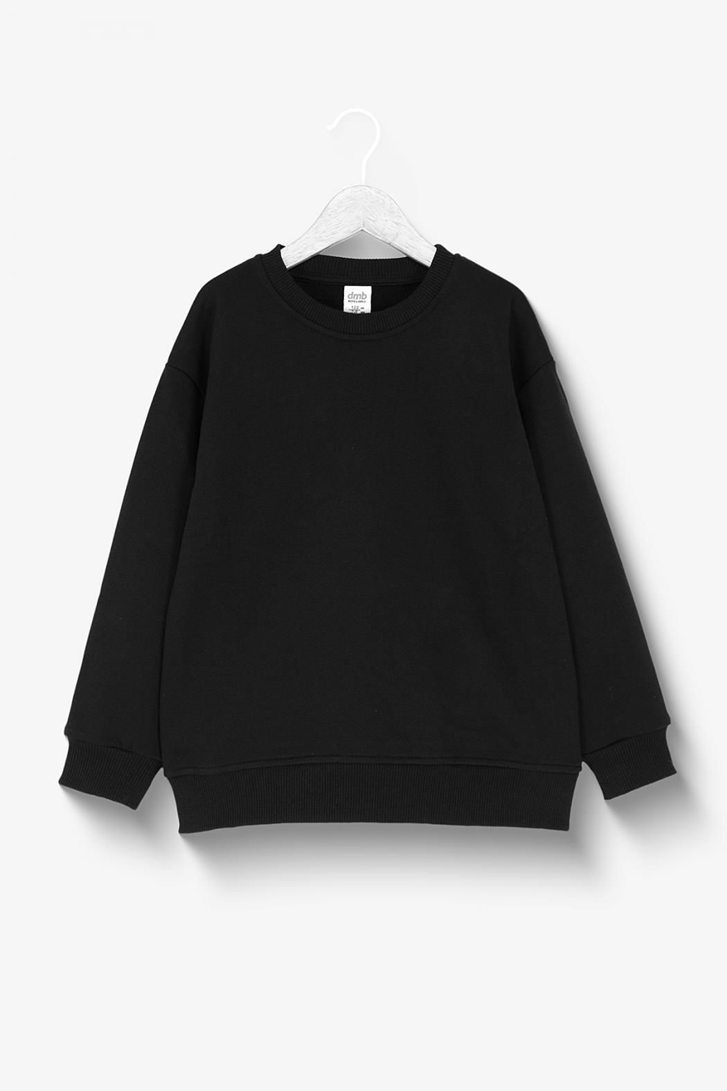 Çocuk Siyah Basic Sweatshirt - Yumuşak Pamuklu Kumaş 5639