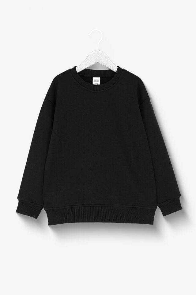 Çocuk Siyah Basic Sweatshirt - Yumuşak Pamuklu Kumaş 5639