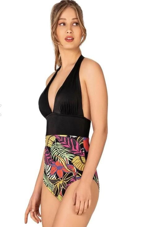 Endeep Kadın Boyundan Bağlamalı Desenli Mayo 22280