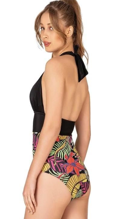 Endeep Kadın Boyundan Bağlamalı Desenli Mayo 22280