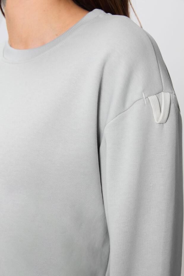Tommy Life Taş Kompakt Pamuklu Kalın Pürüzsüz Dokulu O Yaka Oversize Fit Kadın Eşofman Takım - 95341