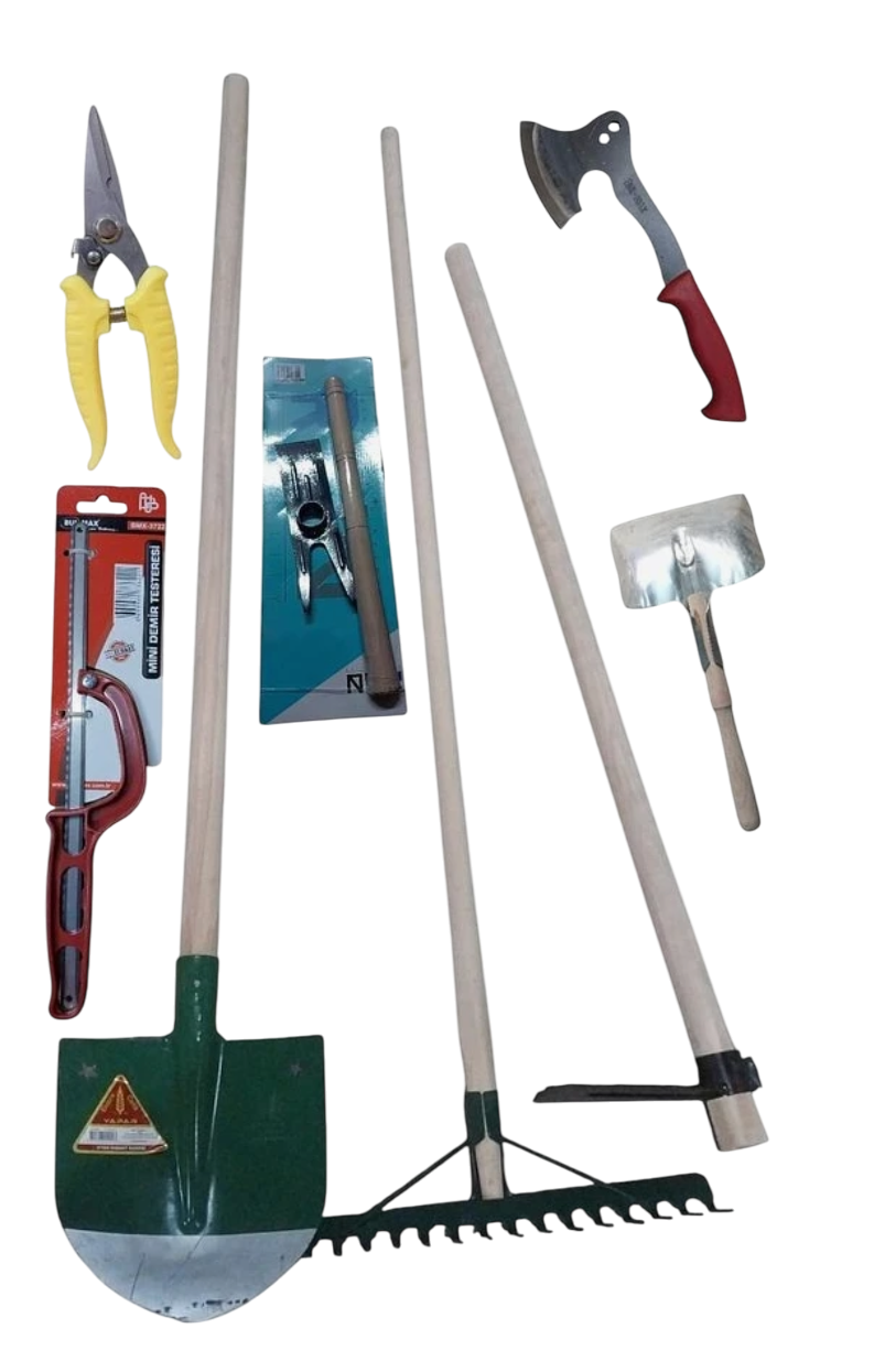 Bahçe Set Kürek Tırmık Üçgen Çapa Makas El Desteresi Faraş Çatal Çapa El Baltası