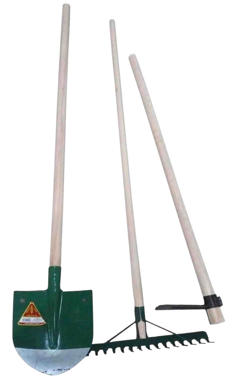 Bahçe Set 3'lü Kürek, Tırmık, Üçgen Çapa + Sapları