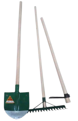 Bahçe Set 3'lü Kürek, Tırmık, Üçgen Çapa + Sapları