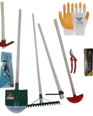 Bahçe Set 14 Parça Kürek Tırmık Keser Ay Çapa Makas Çatal Çapa Üçgen Çapa + Eldiven