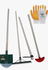 Bahçe Set Kürek Üçgen Çapa Ay Çapa Tırmık Saplar + 1 Takım Eldiven