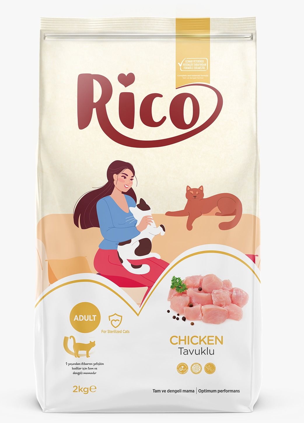 Rico Tavuklu Kısırlaştırılmış Yetişkin Kedi Maması 2 Kg