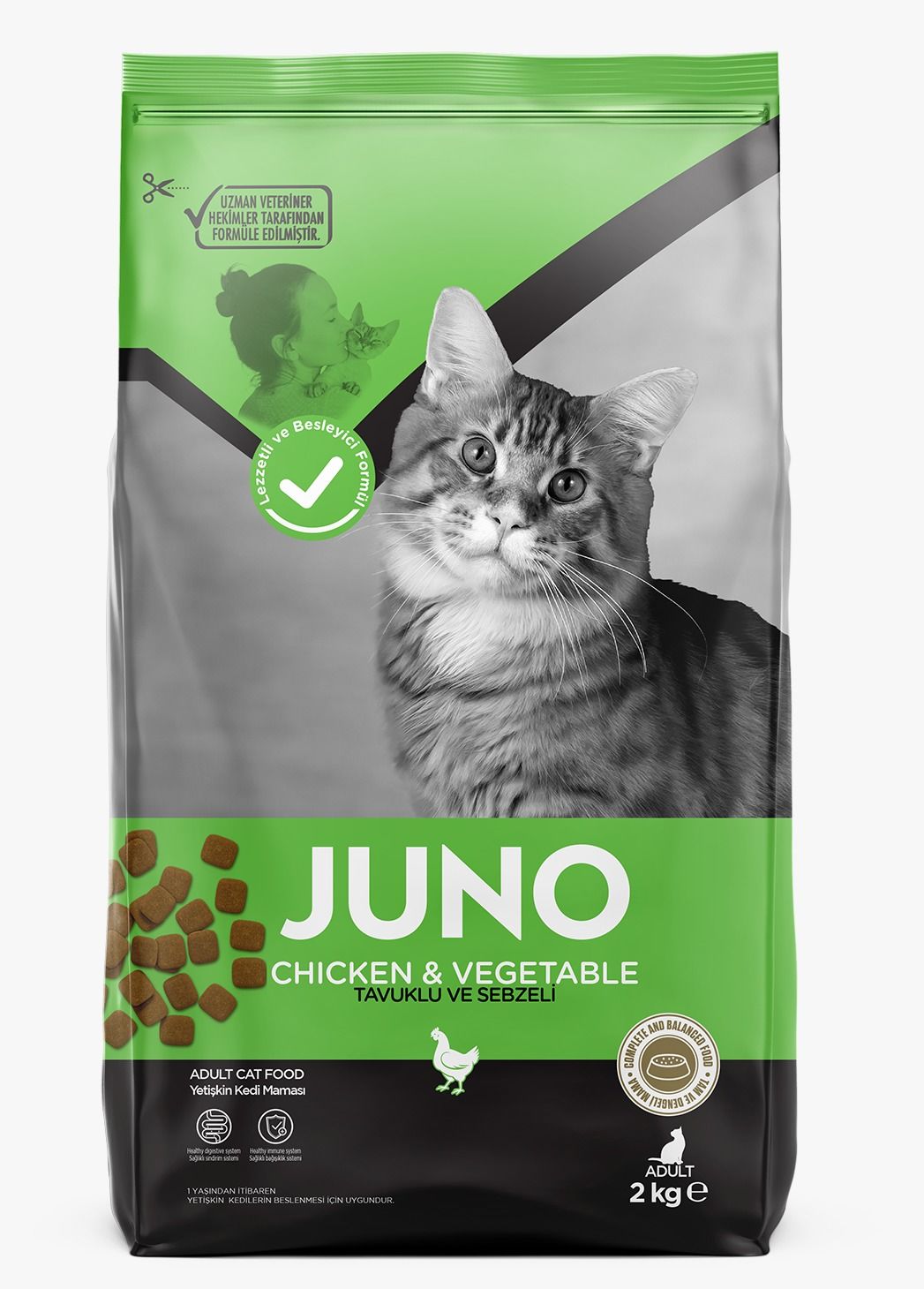 Juno Tavuklu ve Sebzeli Yetişkin Kedi Maması 2 kg