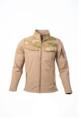 301-1 Model Cep Kapaklı Unisex Softshell Mont Ceket - Bej-Kamuflaj