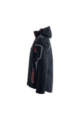 4 Cepli Kapüşonlu Double Baskılı Softshell Mont Ceket - Siyah