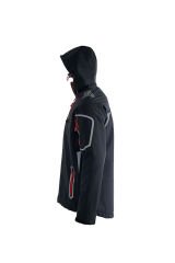 4 Cepli Kapüşonlu Double Baskılı Softshell Mont Ceket - Siyah