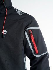 4 Cepli Kapüşonlu Double Baskılı Softshell Mont Ceket - Siyah