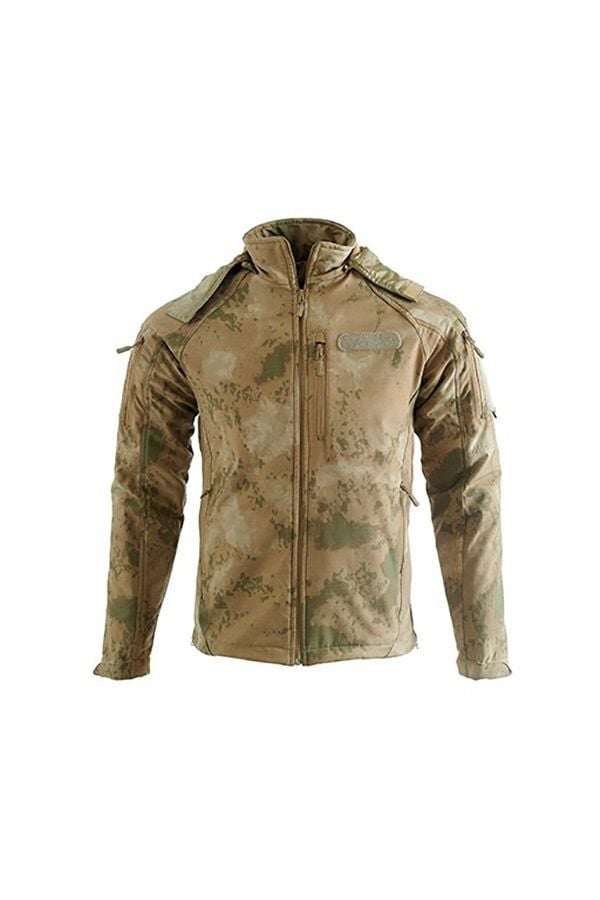 5 Cepli Tactical Double Softshell Su Geçirmez Unisex Mont Ceket - Kamuflaj