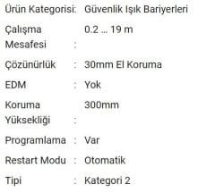 SG2-30-030-OO-X Işık Perdesi