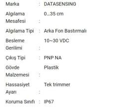 S3N-PR-2-M01-PL Fotoelektrik Sensör