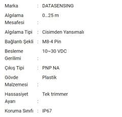 S3N-PR-5-C01-PL Fotoelektrik Sensör
