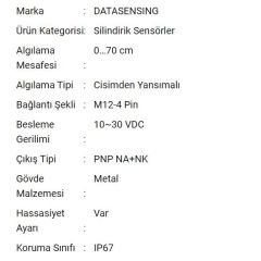 S5N-MA-5-C01-PP Silindirik Sensör