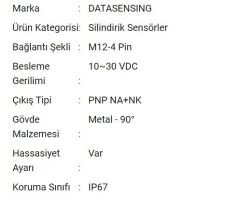 S5N-MR-5-B01-PP Silindirik Sensör