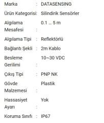 S5N-PA-2-A00-PK Silindirik Sensör