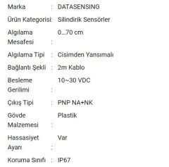 S5N-PA-2-C01-PP Silindirik Sensör