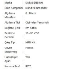 S5N-PA-2-C10-NK Silindirik Sensör