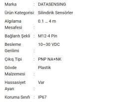 S5N-PA-5-B01-PP Silindirik Sensör