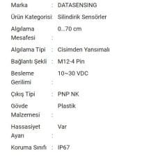 S5N-PA-5-C01-PK Silindirik Sensör