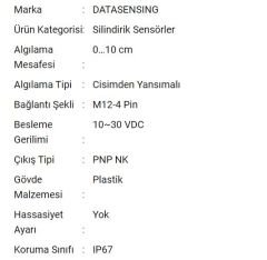 S5N-PA-5-C10-PK Silindirik Sensör
