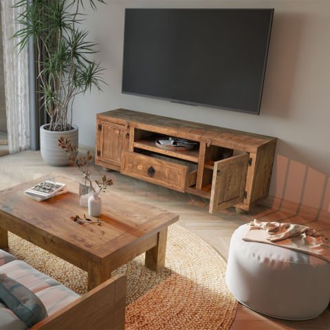 Enna TV Ünitesi Açık Ceviz - Düz Kenarlı - 185x42x65