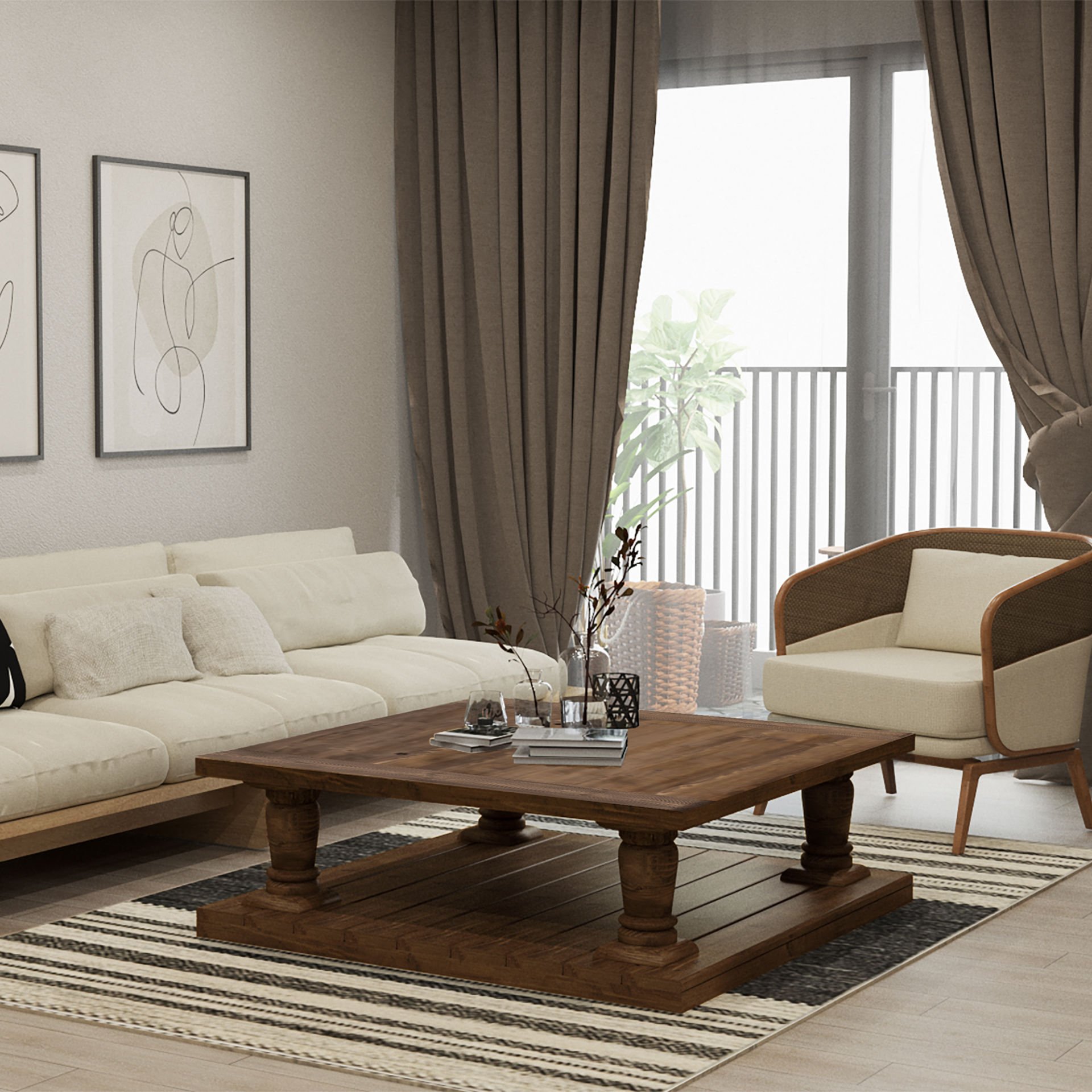 Savoca Orta Sehpa Koyu Ceviz - 120x120x40