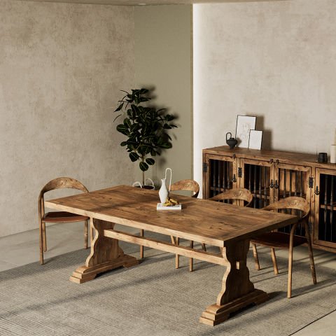 Monterey Yemek Masası Açık Ceviz - Düz Kenarlı - 210x100x75
