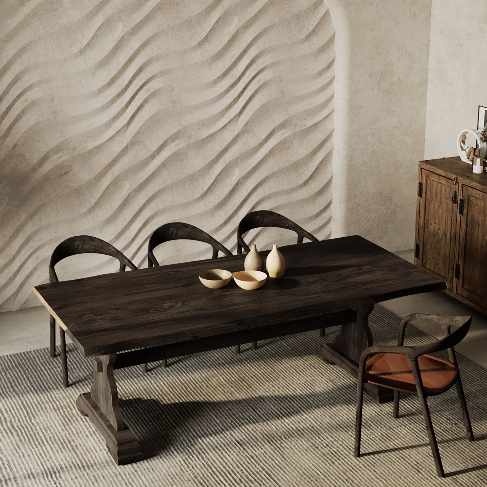 Monterey Yemek Masası Koyu Ceviz - Doğal Kenarlı - 210x100x75