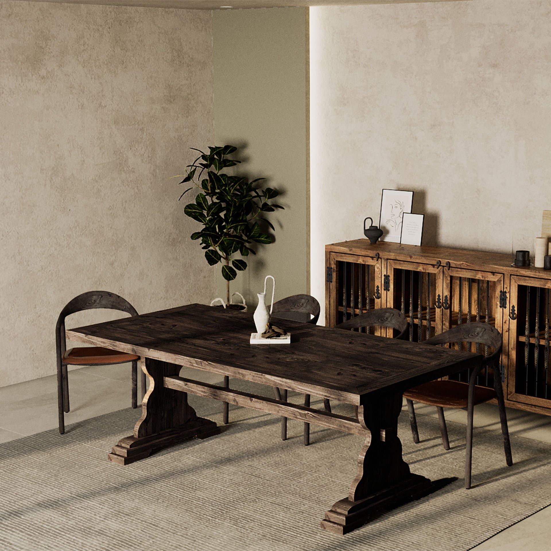 Monterey Yemek Masası Koyu Ceviz - Düz Kenarlı - 210x100x75