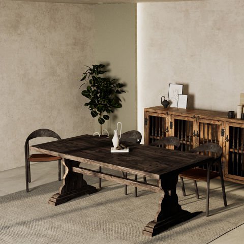 Monterey Yemek Masası Koyu Ceviz - Düz Kenarlı - 210x100x75