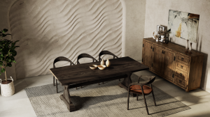 Monterey Yemek Masası Siyah - Doğal Kenarlı - 210x100x75