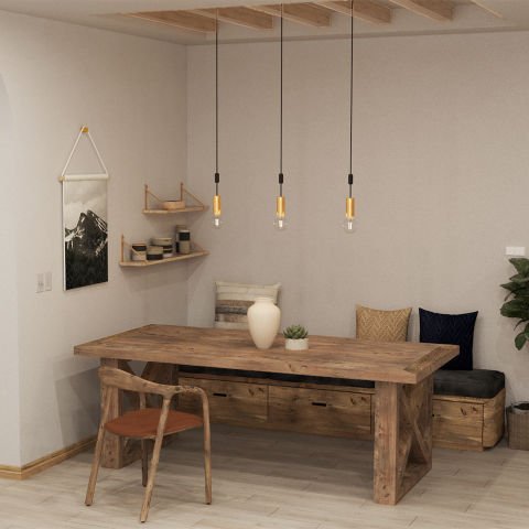 Harran Yemek Masası Açık Ceviz - Düz Kenarlı - 210x100x75