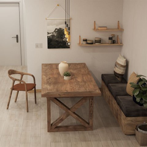 Harran Yemek Masası Açık Ceviz - Düz Kenarlı - 210x100x75