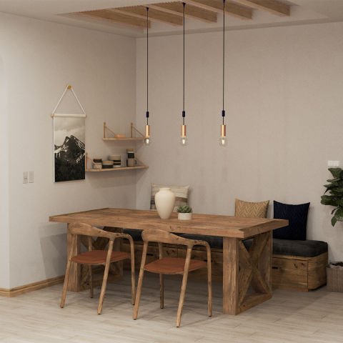 Harran Yemek Masası Açık Ceviz - Düz Kenarlı - 210x100x75