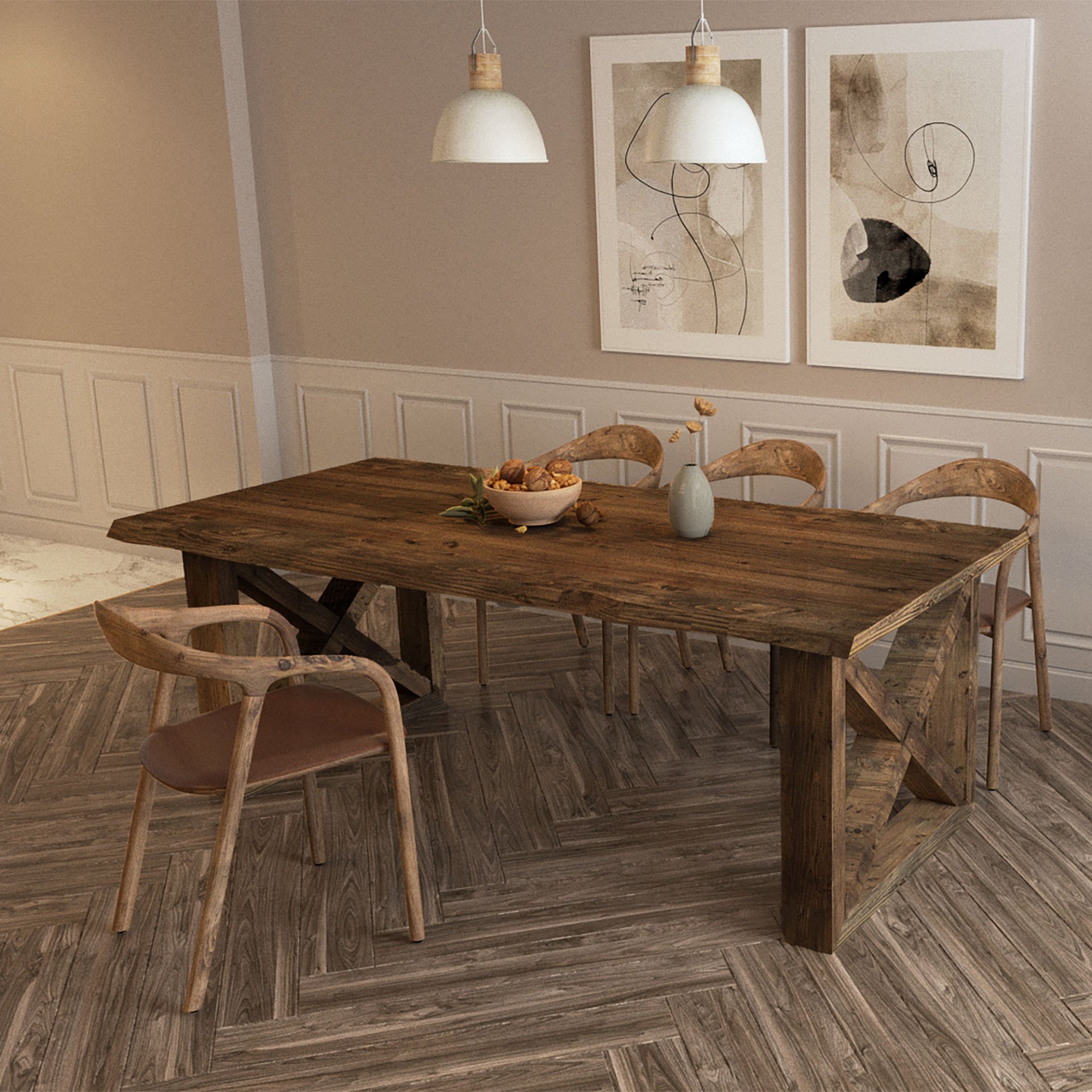 Harran Yemek Masası Koyu Ceviz - Doğal Kenarlı - 210x100x75