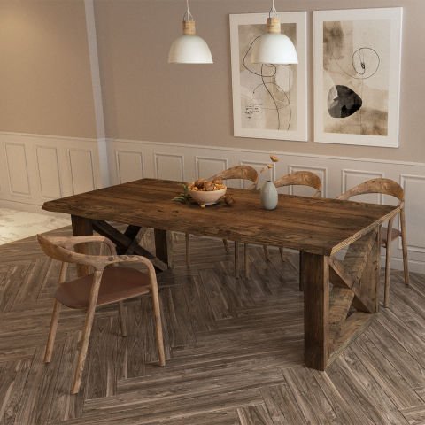 Harran Yemek Masası Koyu Ceviz - Doğal Kenarlı - 210x100x75