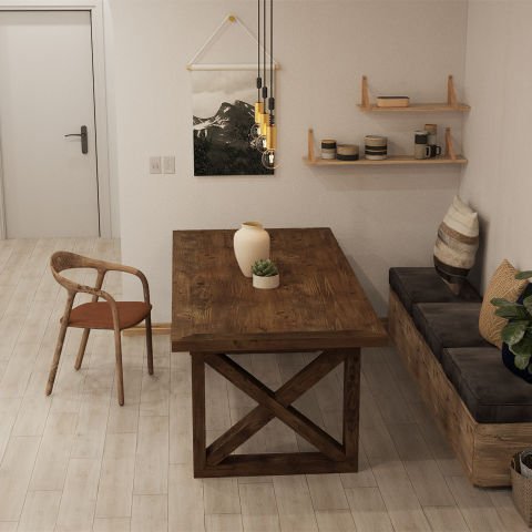 Harran Yemek Masası Koyu Ceviz - Düz Kenarlı - 210x100x75