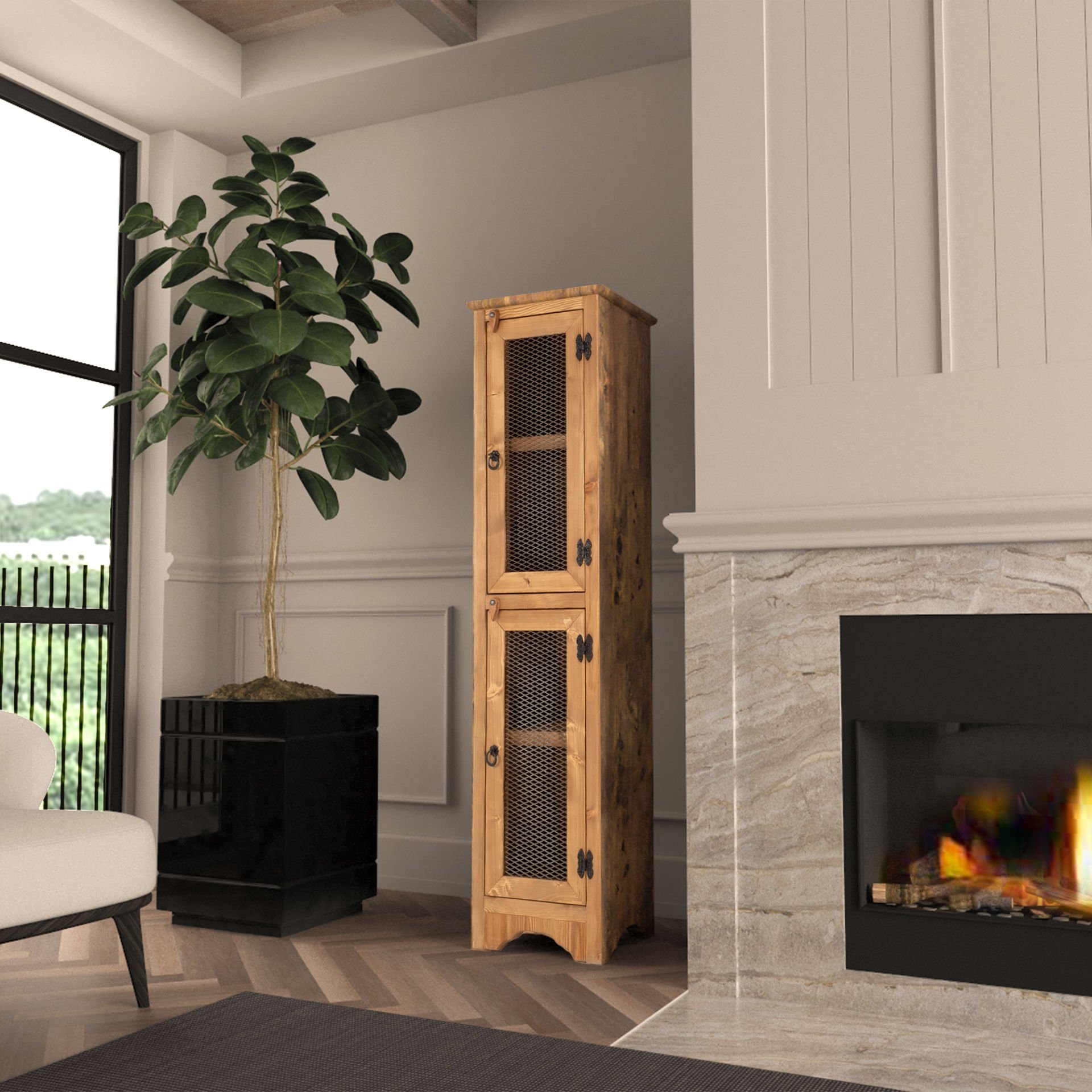 Siwa Tek Kapaklı Ahşap Dolap