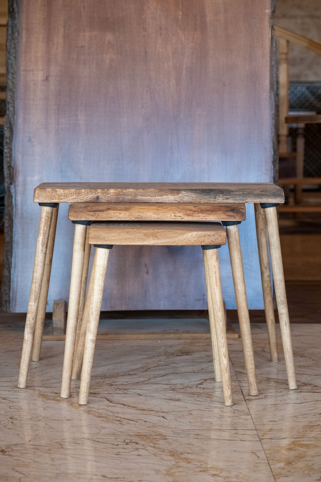 3'lü Meşe Zigon Sehpa